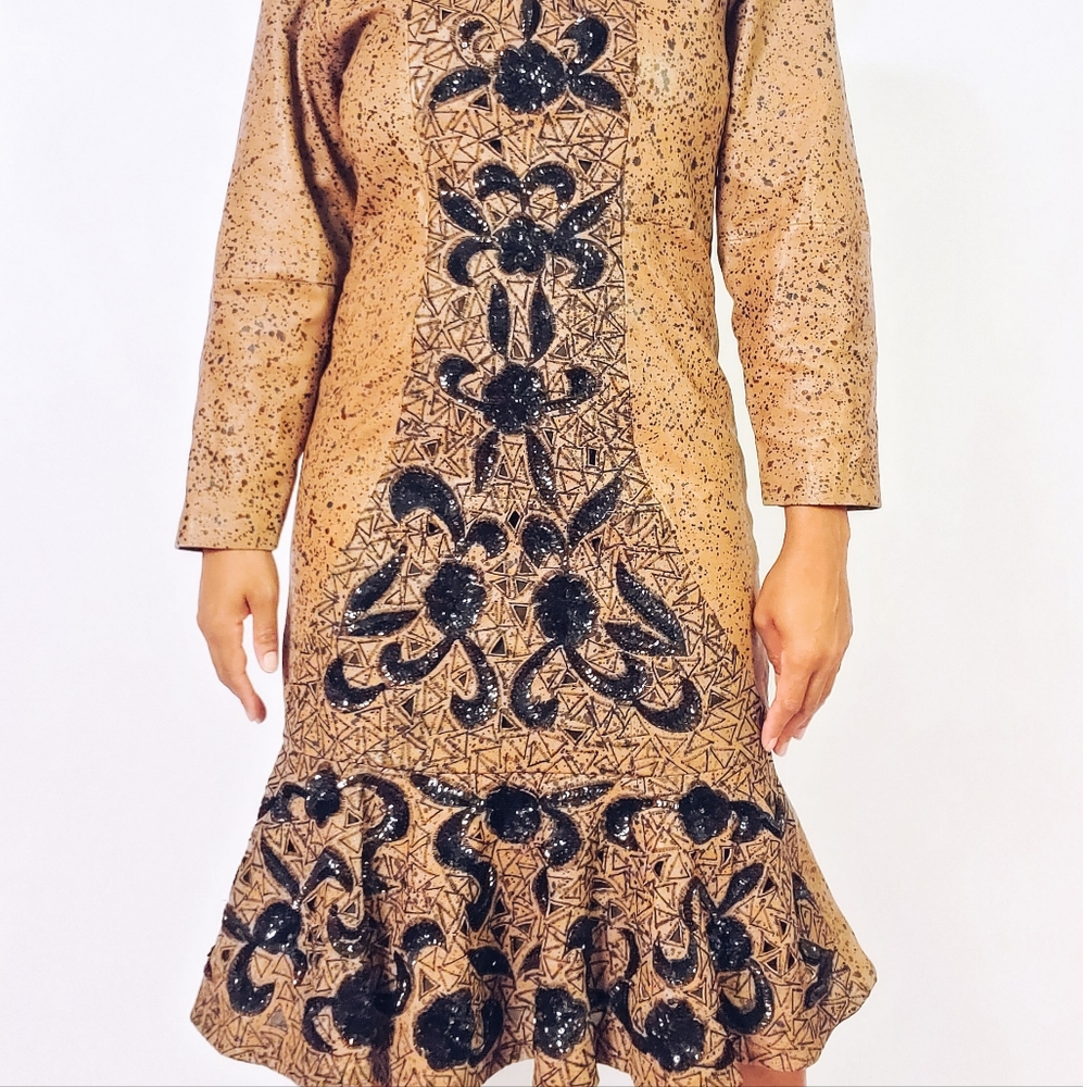 Faux Leather Ruffle Dress - Picture 4 of 13